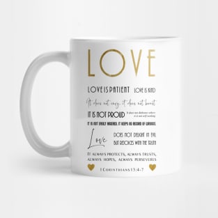 Love is patient Love is kind Bible Verse Christian Typography Mug